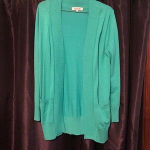 Active USA turquoise sweater cardigan Sz L
